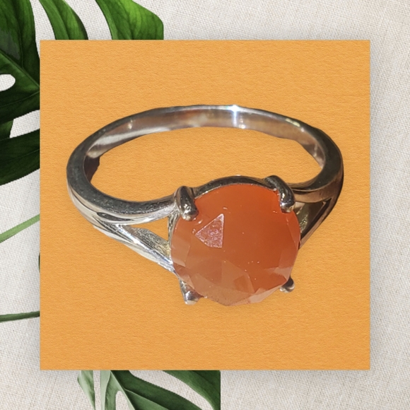 925 Sterling silver carnelian ring - Picture 5 of 6